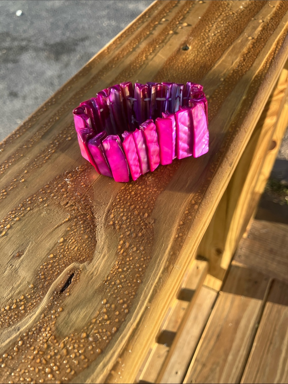 Vibrant Boho Pink Shell Stretch Bracelet